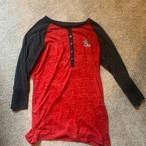 size M, ole miss button baseball long sleeve tee